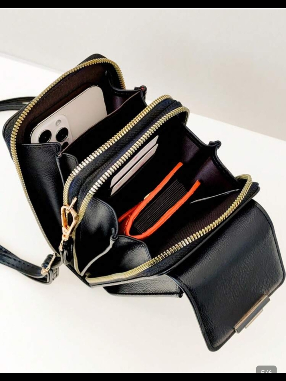 Mingyou Black Crossbody Pebbled Faux Leather Phone Wallet Purse Multiple Pockets - Picture 1 of 12